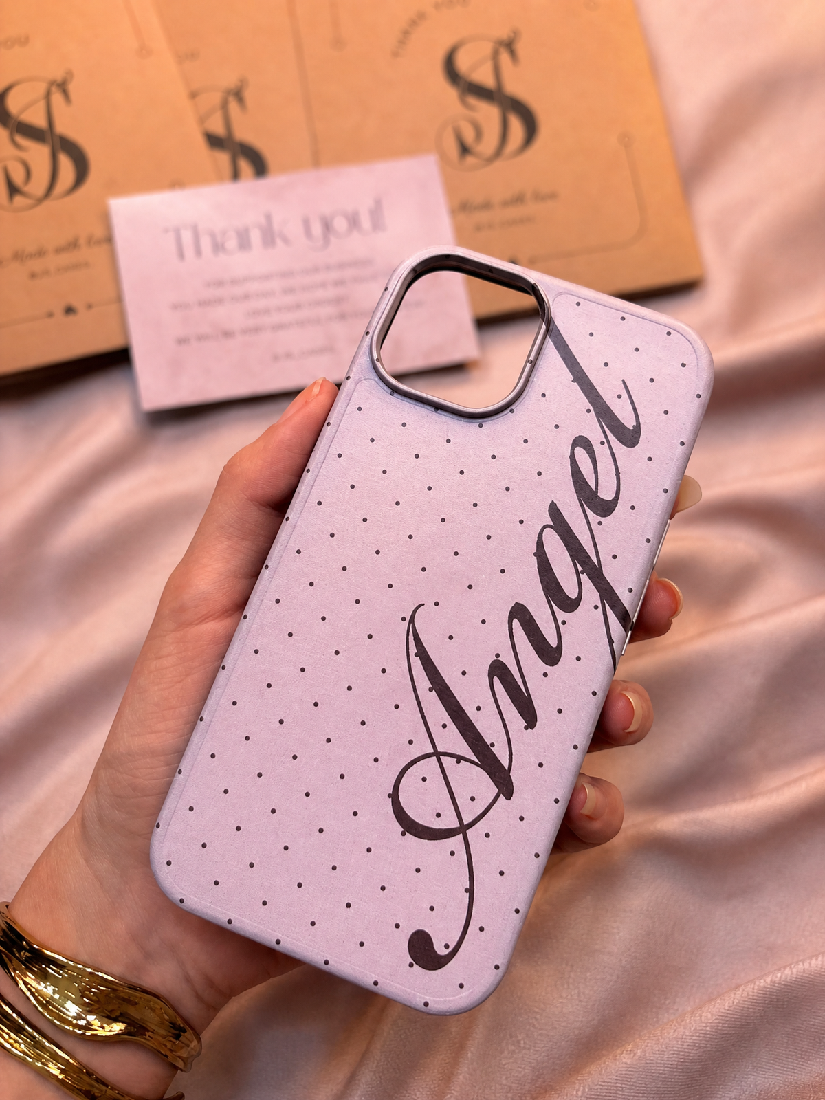 Custom name Polka Elegance phone case - Js Cases